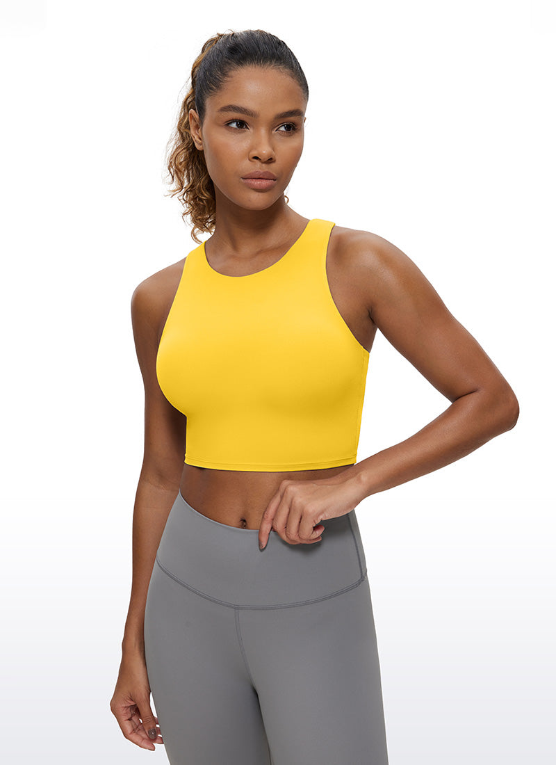 CRZ YOGA  Women's Yoga Low Support Butterluxe Tank High Neck Racerback High Visibility Yellow