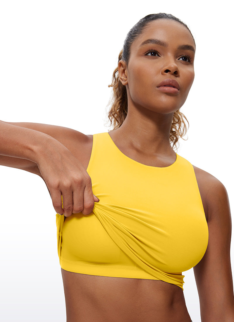 CRZ YOGA  Women's Yoga Low Support Butterluxe Tank High Neck Racerback High Visibility Yellow