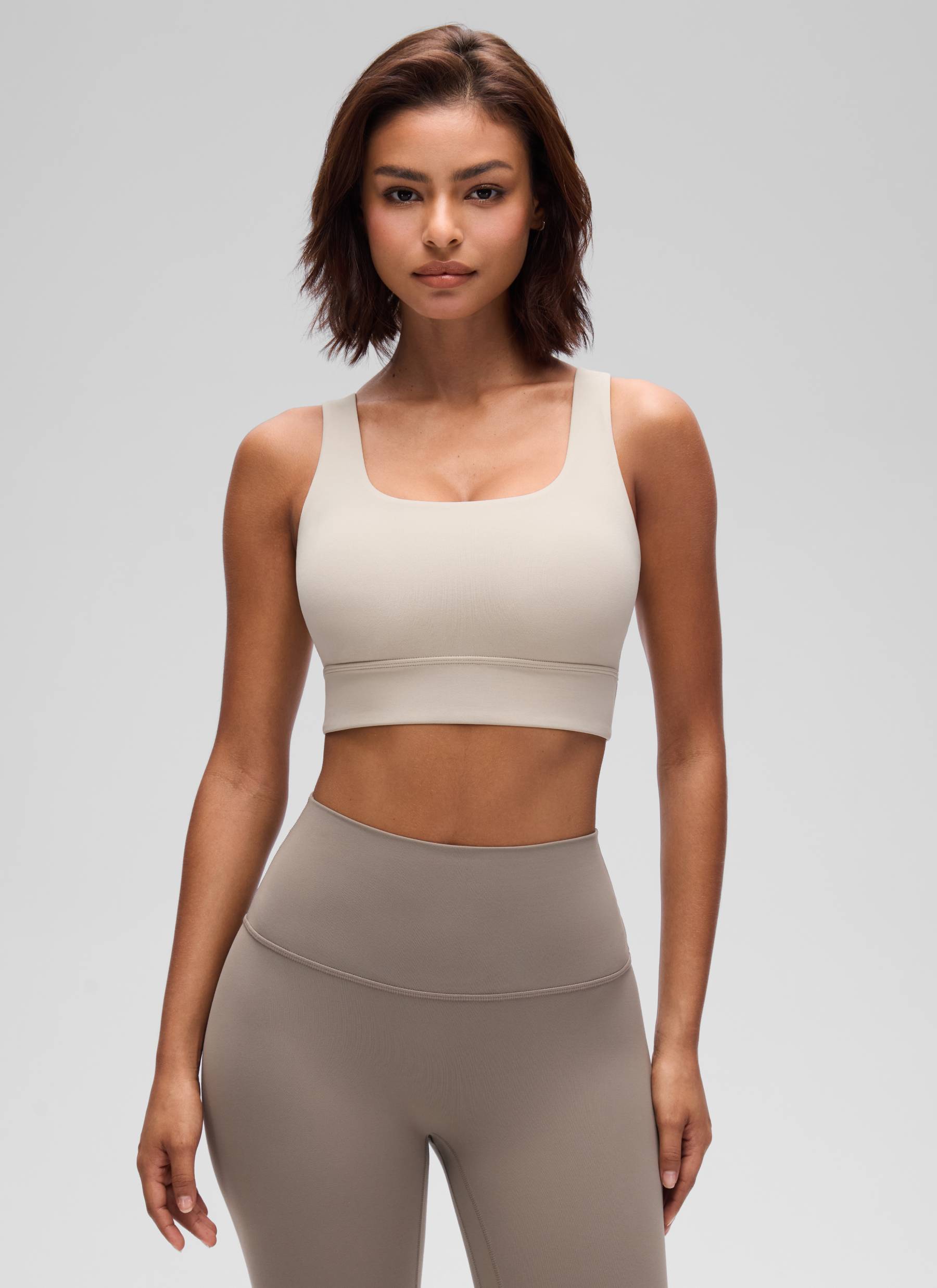 CRZ YOGA Women's Yoga Low Support Butterluxe Sport Bra U Back Longline Mojave Tan
