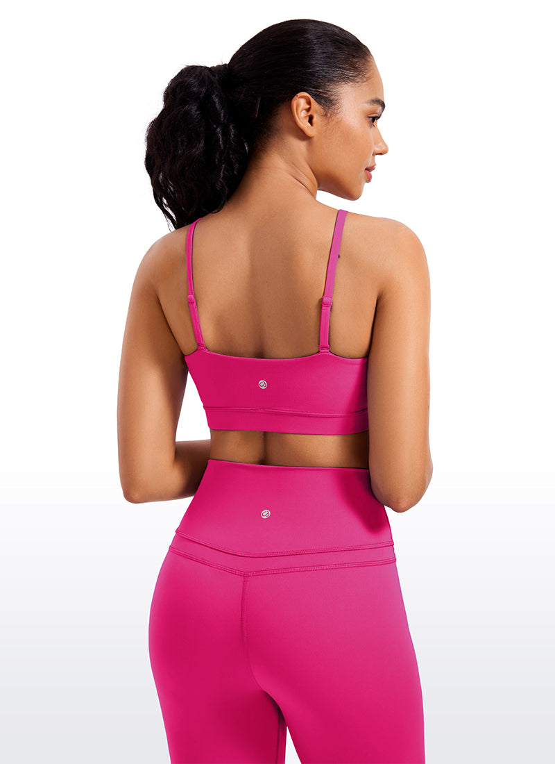 CRZ YOGA Womens Butterluxe  Adjustable Spaghetti Thin Strap Sports Bra Granita Pink
