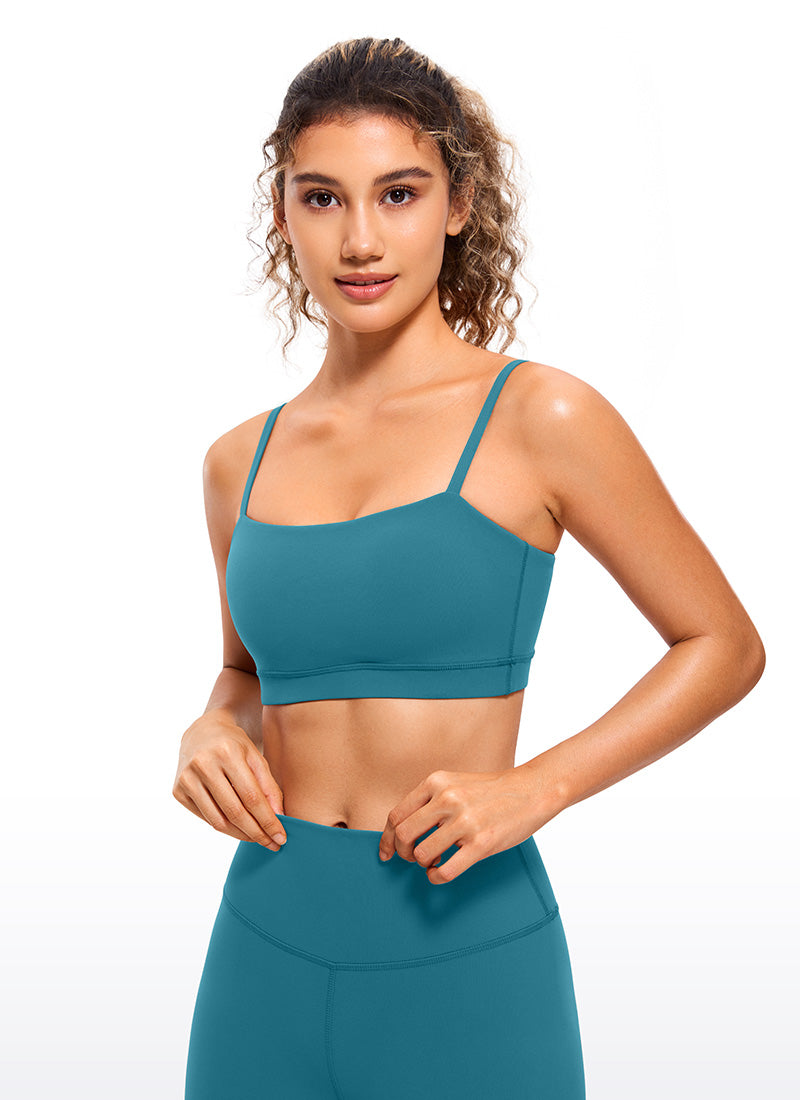 CRZ YOGA Womens Butterluxe  Adjustable Spaghetti Thin Strap Sports Bra Borealis Green