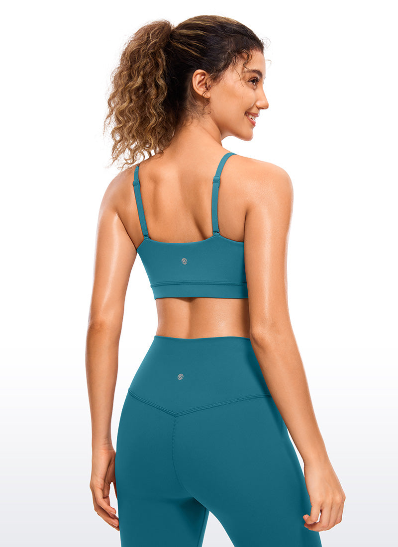 CRZ YOGA Womens Butterluxe  Adjustable Spaghetti Thin Strap Sports Bra Borealis Green