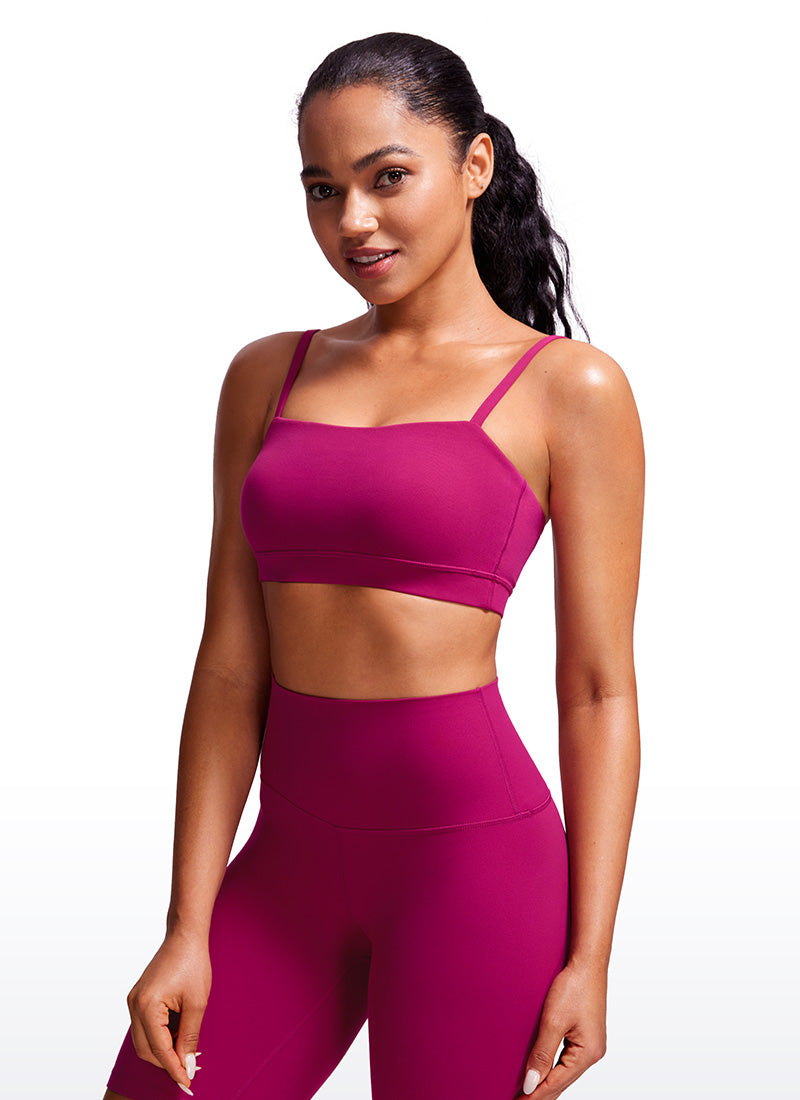 CRZ YOGA Womens Butterluxe  Adjustable Spaghetti Thin Strap Sports Bra Magenta Purple
