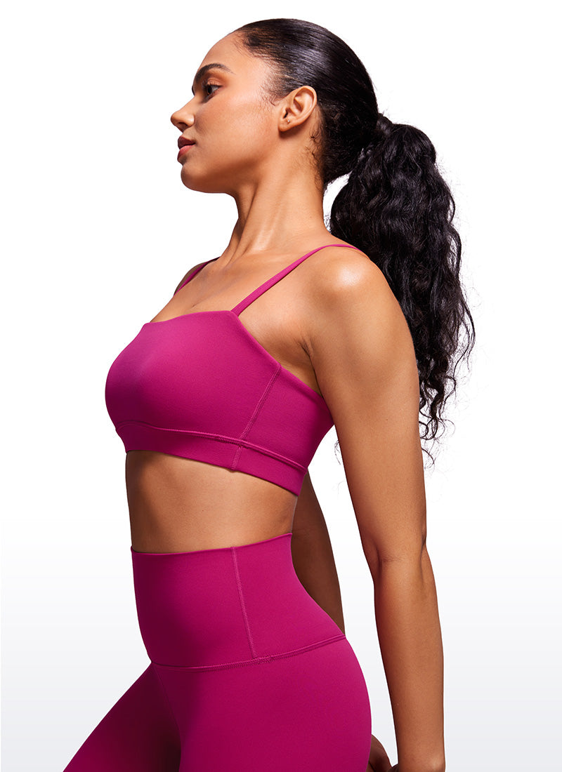 CRZ YOGA Womens Butterluxe  Adjustable Spaghetti Thin Strap Sports Bra Magenta Purple