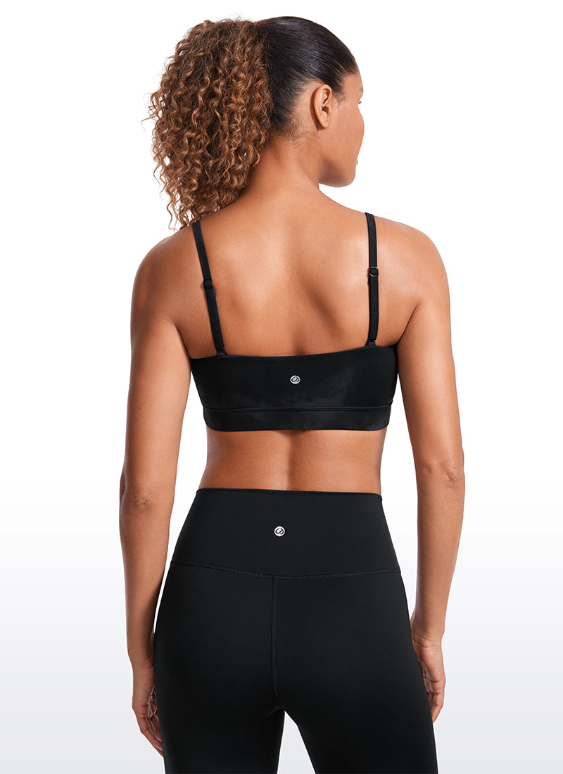 CRZ YOGA Womens Butterluxe  Adjustable Spaghetti Thin Strap Sports Bra Black Tie Dye Flowers