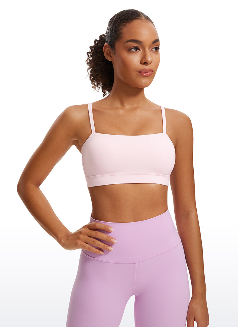 CRZ YOGA Womens Butterluxe  Adjustable Spaghetti Thin Strap Sports Bra Strawberry Pink