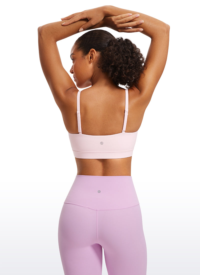 CRZ YOGA Womens Butterluxe  Adjustable Spaghetti Thin Strap Sports Bra Strawberry Pink