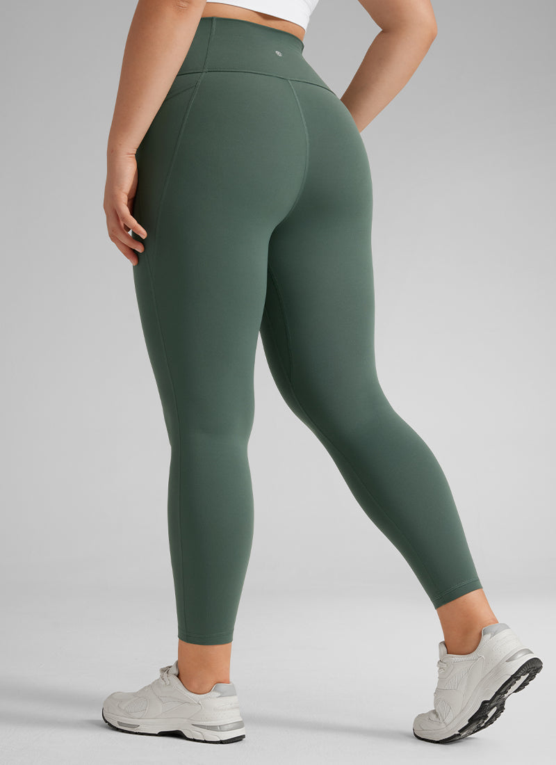CRZ YOGA Women's Yoga Lounge High Rise Butterluxe Pocket Leggings 25'' Dark Forest Green