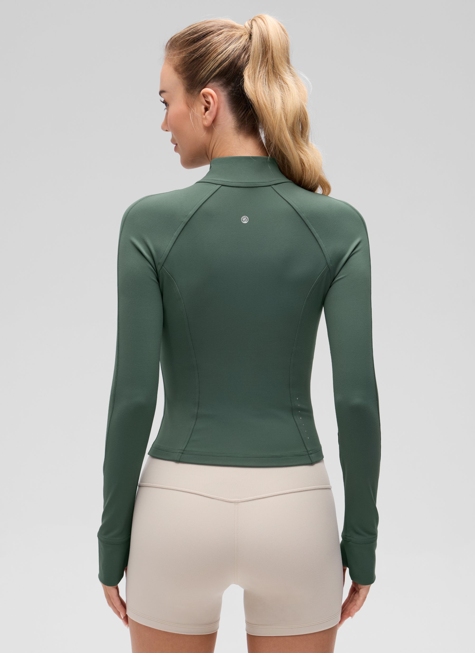 CRZ YOGA Women's Butterluxe Cropped Pocket Outerwear Full Zip Jackets Dark Forest Green