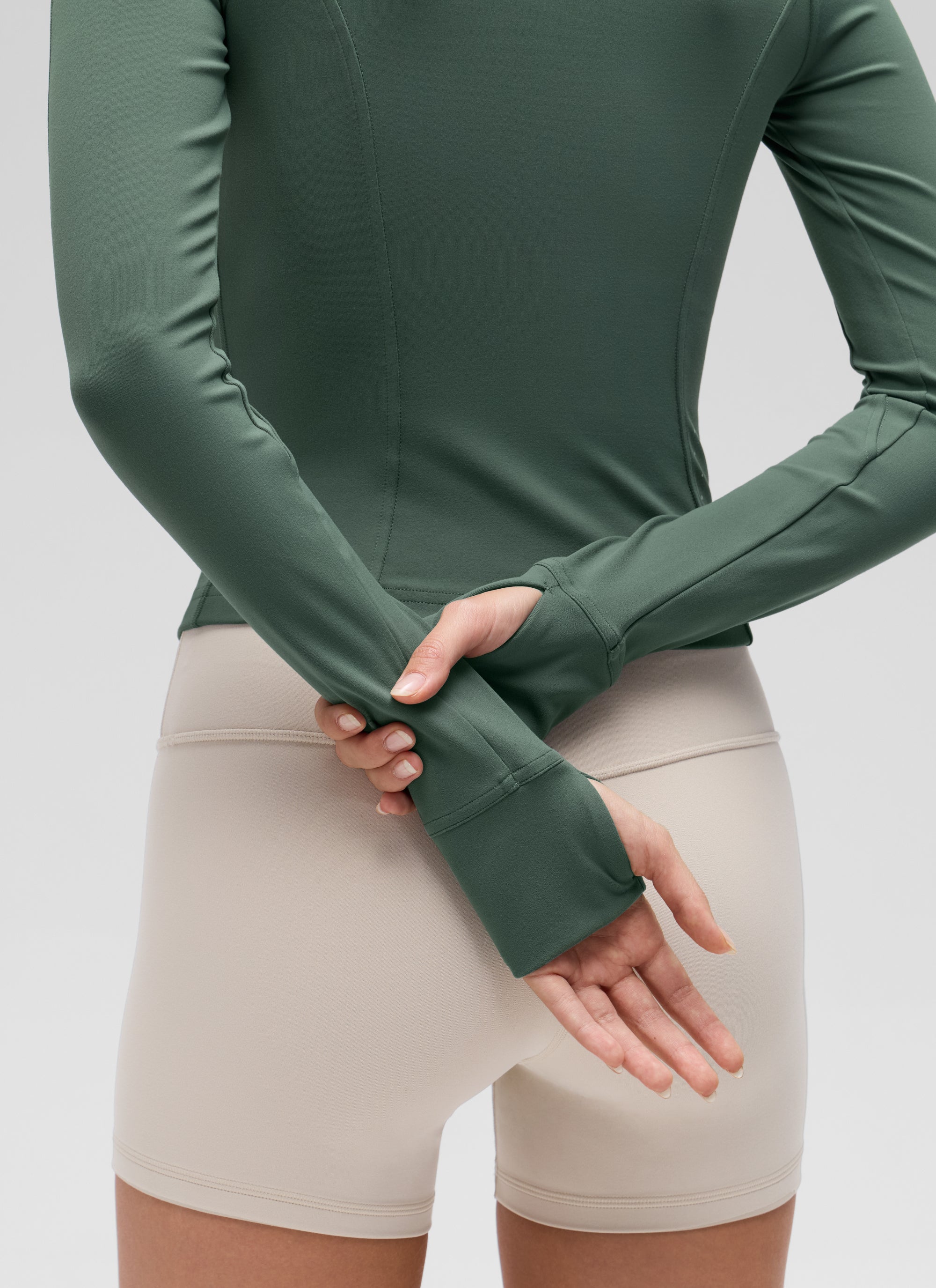CRZ YOGA Women's Butterluxe Cropped Pocket Outerwear Full Zip Jackets Dark Forest Green