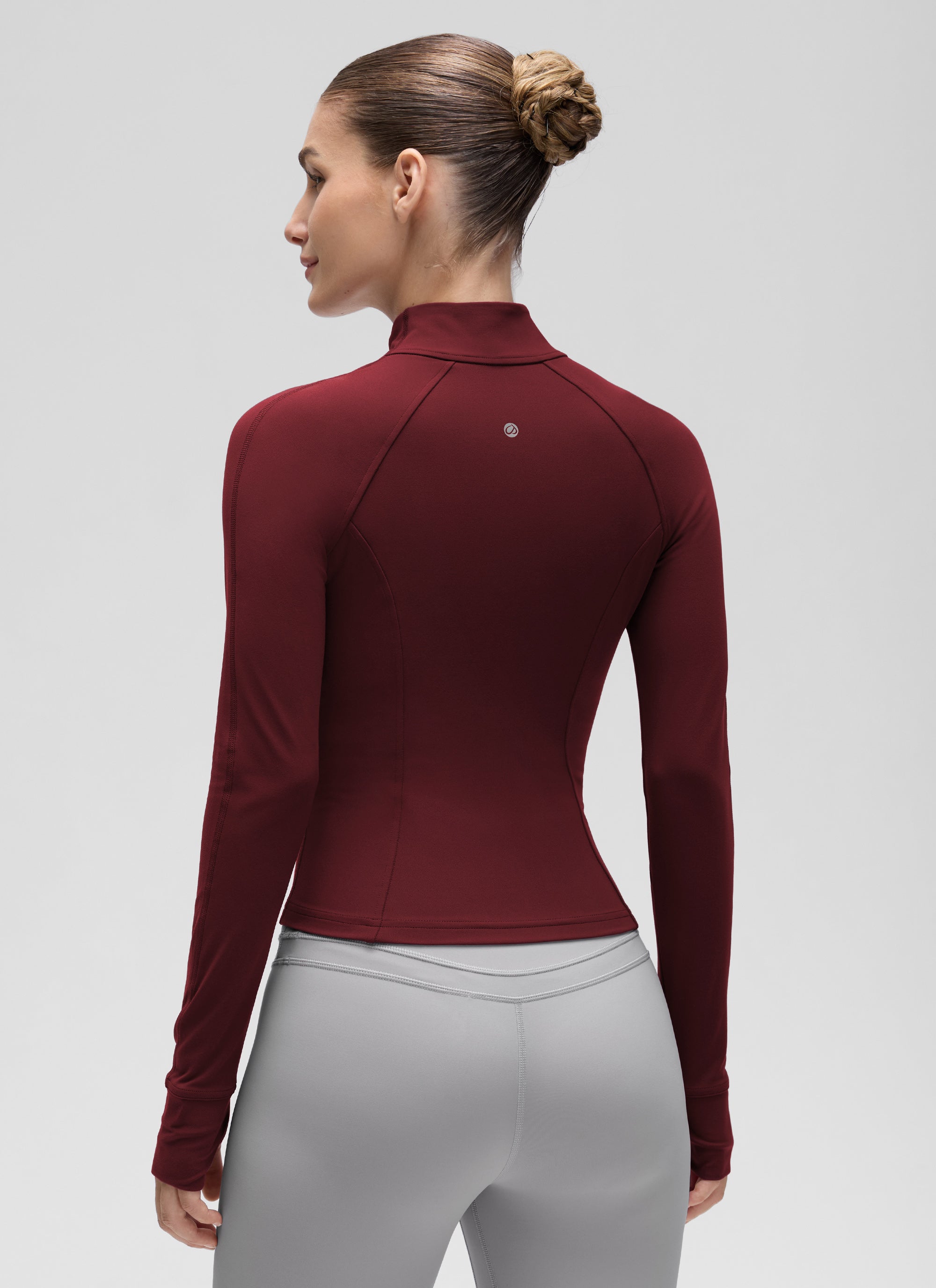 CRZ YOGA Women's Butterluxe Cropped Pocket Outerwear Full Zip Jackets Red Merlot